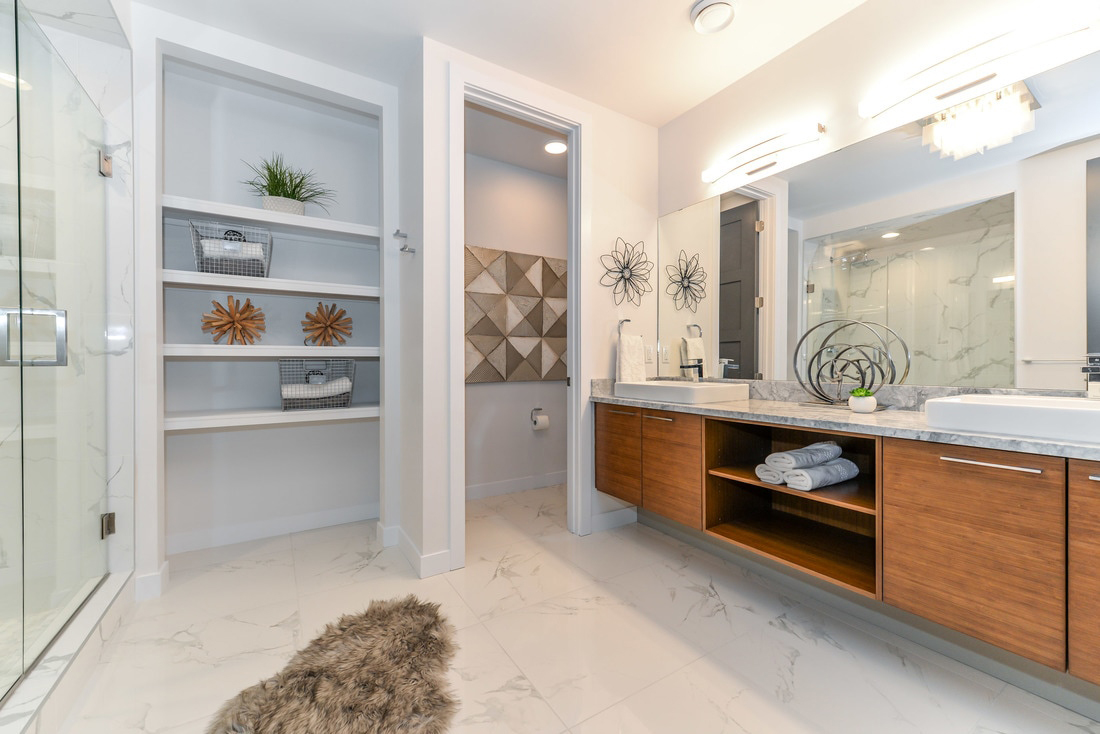 Bamboo Wall-Hung Vanity with Open Shelves