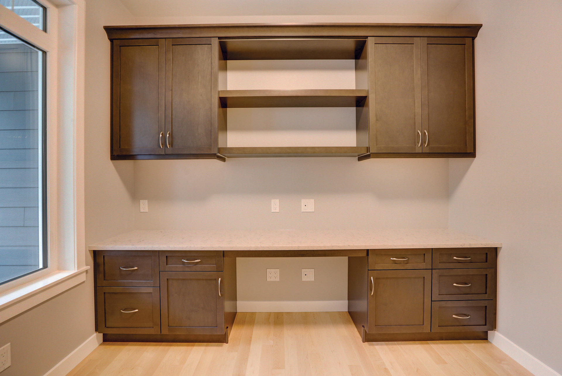 Built-in Desk Cabinets in Stained Maple
