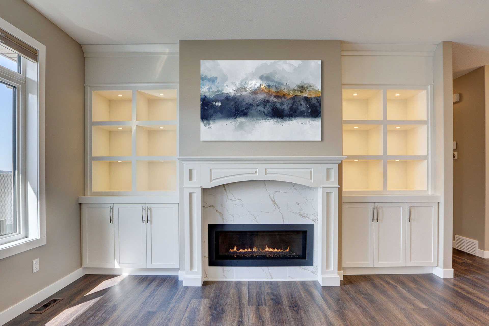 White Maple Lighted Display Cabinets