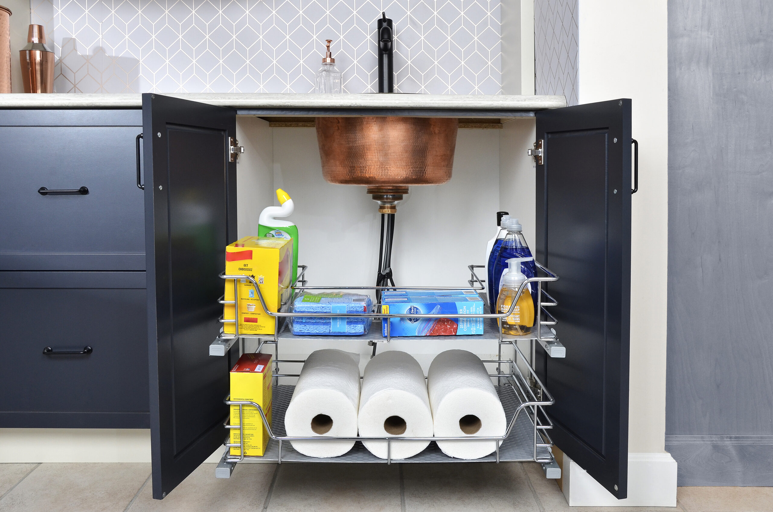 Vanity Sink Base Cabinet with U-Shaped Slide-Out
