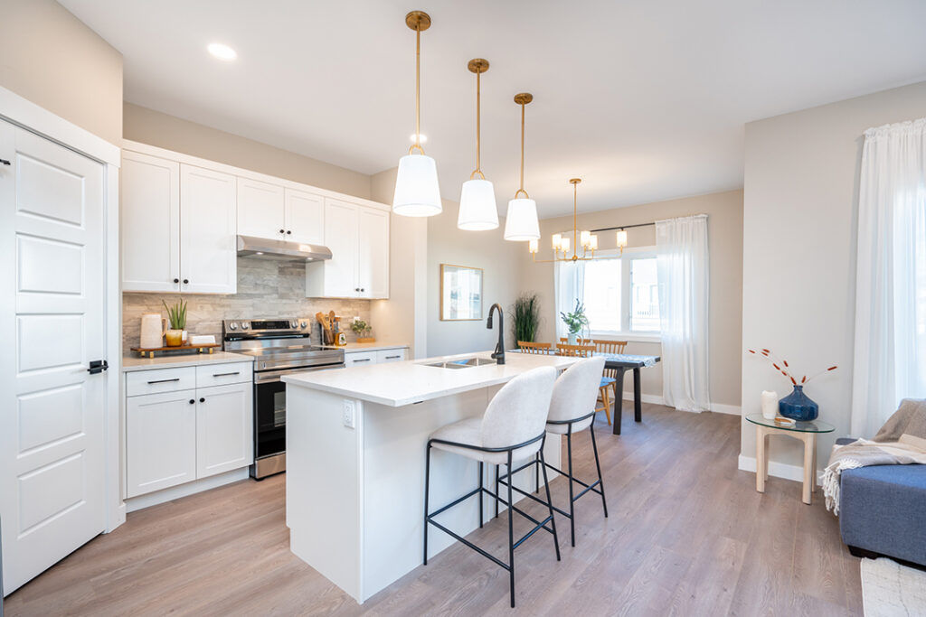 white kitchen cabinets, kitchen island