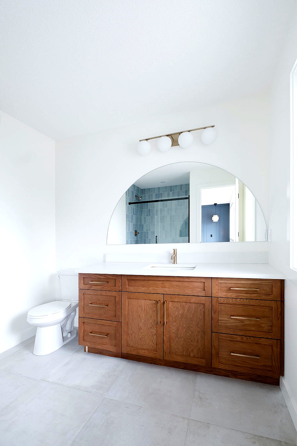 Ensuite Vanity in Warm Oak